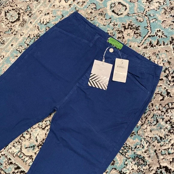 NWT Free People Women’s SR. vs. Sandrine Rose "The Virgin Label" Blue Pants - Picture 2 of 11